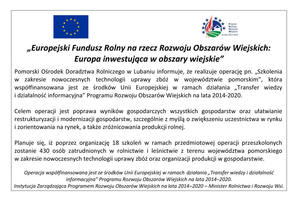 Plakat informacyjny na temat realizacji projektu