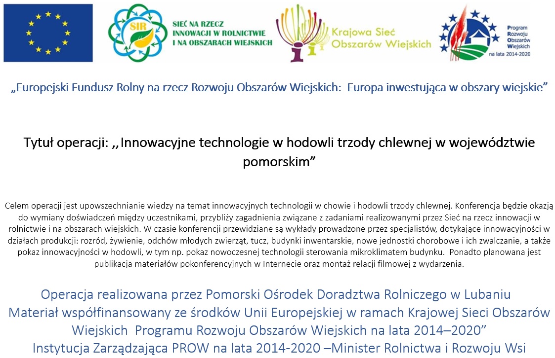 Innowacyjne technologie w hodowli trzody chlewnej w województwie pomorskim - plakat