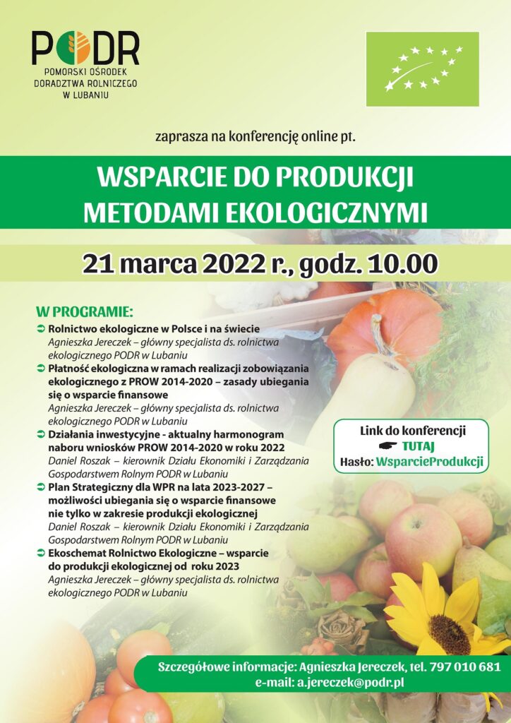 Wsparcie dla produkcji metodami ekologicznymi - plakat