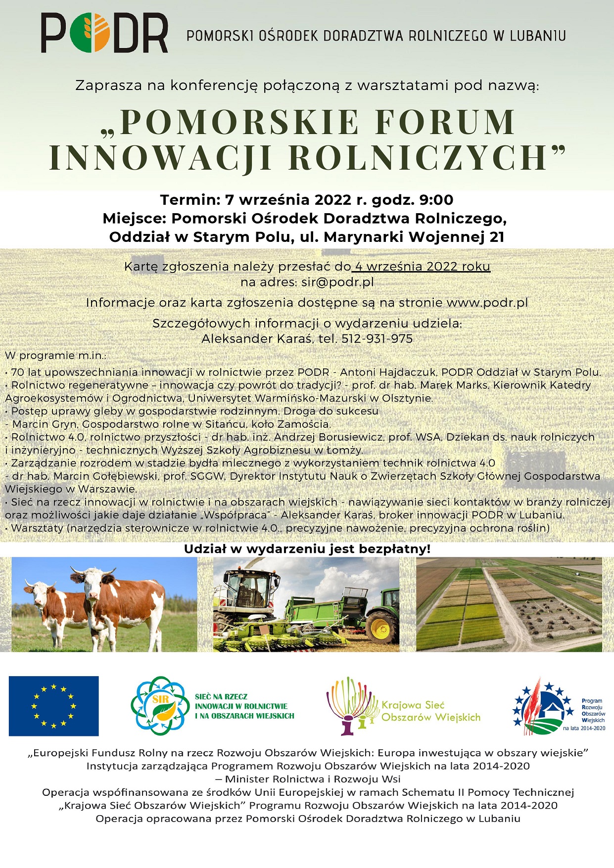 Pomorskie Forum Innowacji Rolniczych - plakat