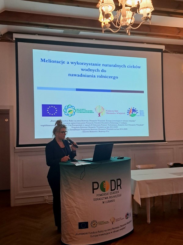 Prelekcja p. Emilii Pellowskiej - koordynatora operacji Melioracje a wykorzystanie naturalnych cieków wodnych do nawadniania rolniczego